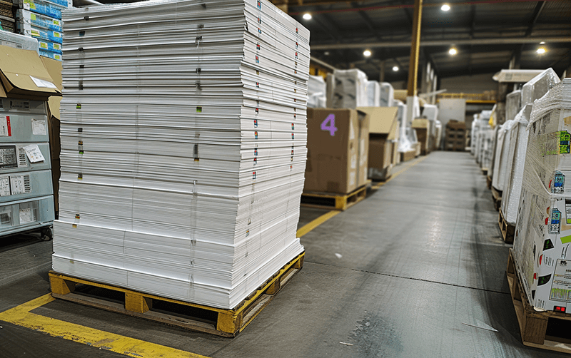 print paper material in palletsin factory