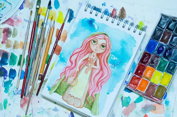 watercolor paint set painting people