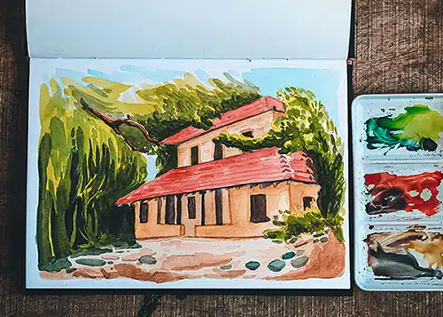 watercolor paint set house